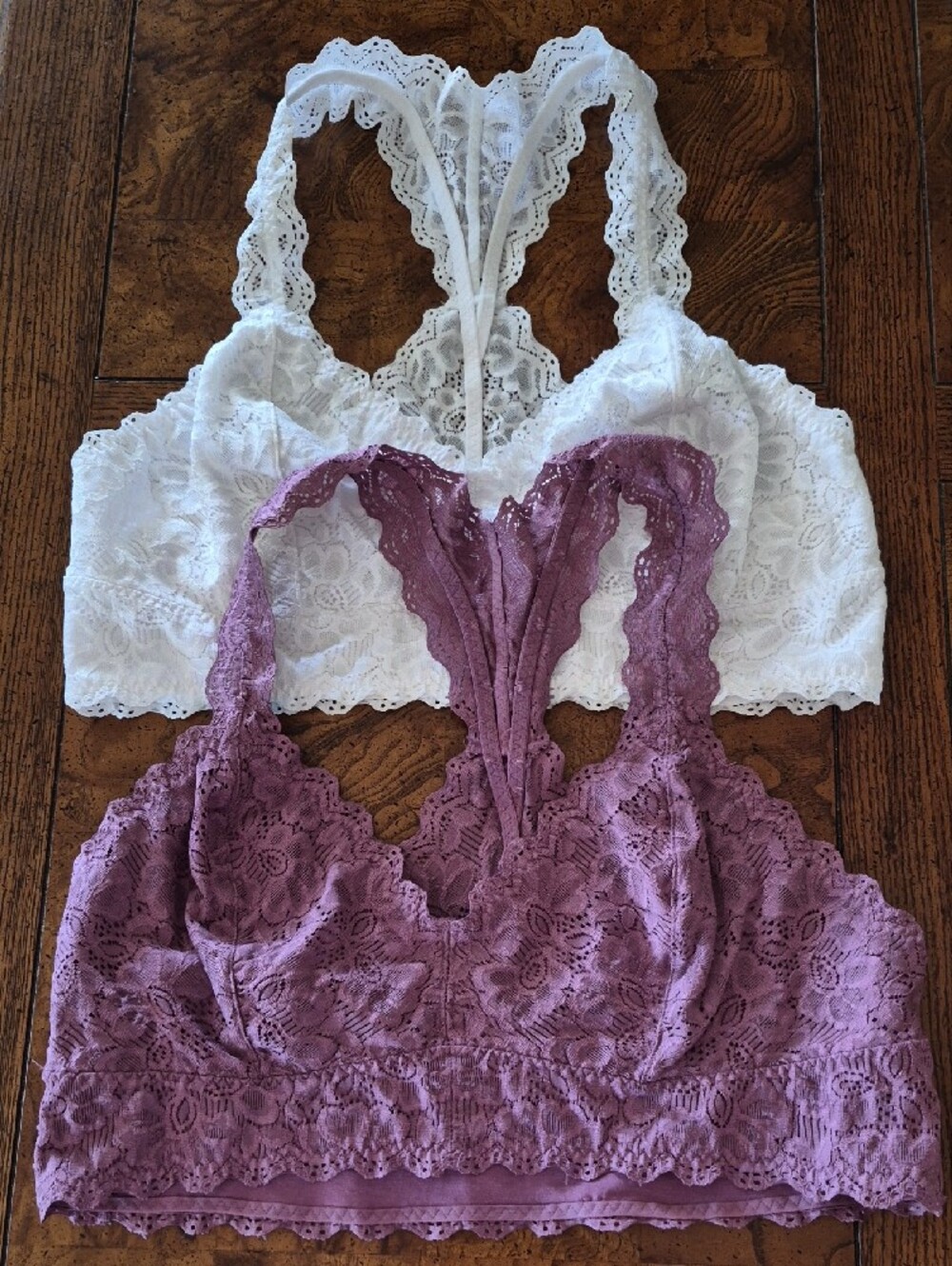 Felina White  & Purple Lace Bralette with Scallop Trim
